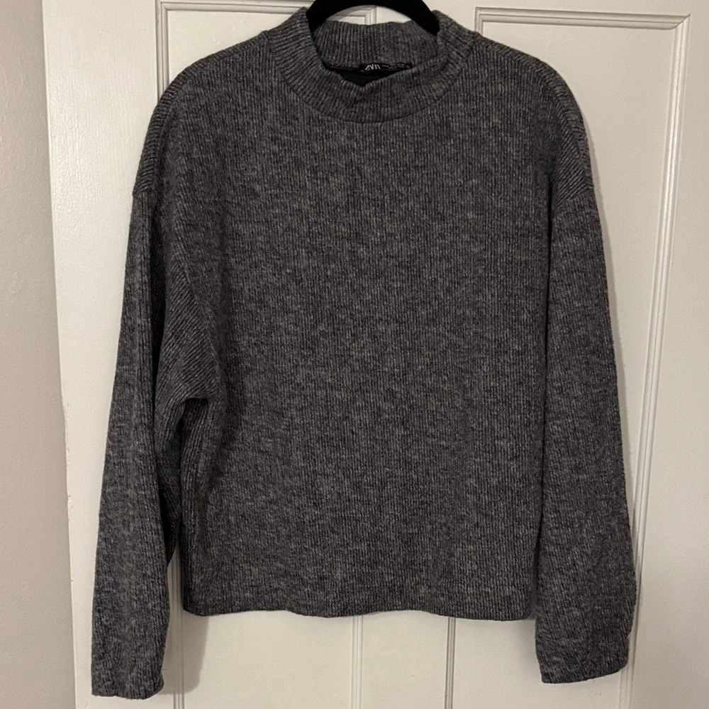 Zara Charcoal Crewneck Sweater - Picture 1 of 4